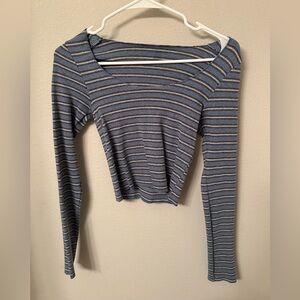 Brandy Melville Striped Blue Long Sleeve Top